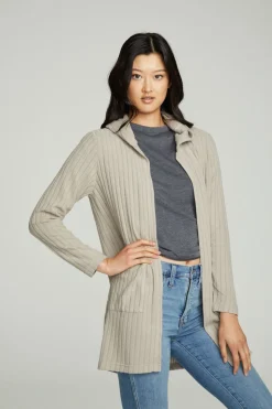 Chaser Brand Hooded Open Duster Cardigan With Pockets Clearance