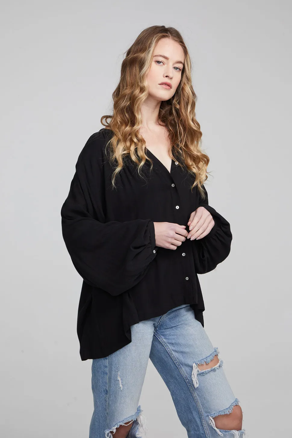 Chaser Brand Idol Shadow Black Blouse Cheap