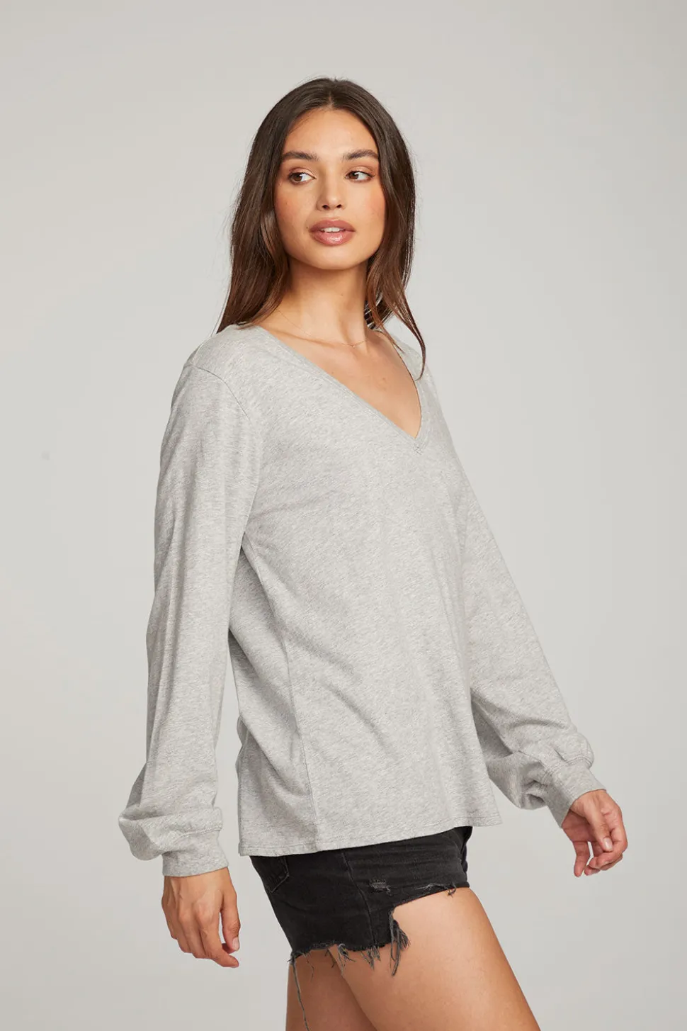 Chaser Brand Kara Heather Grey Long Sleeve Outlet