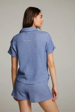 Chaser Brand Key West Cobalt Blue Button Down Top Clearance