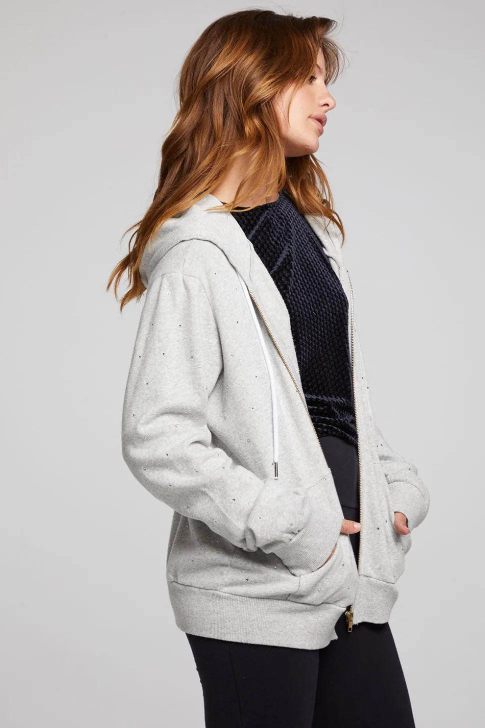 Chaser Brand Lex Heather Grey Zip Up Hoodie Shop