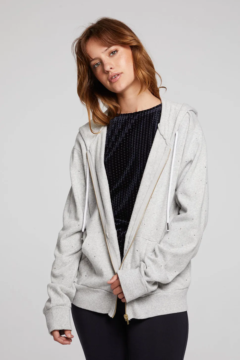 Chaser Brand Lex Heather Grey Zip Up Hoodie Shop