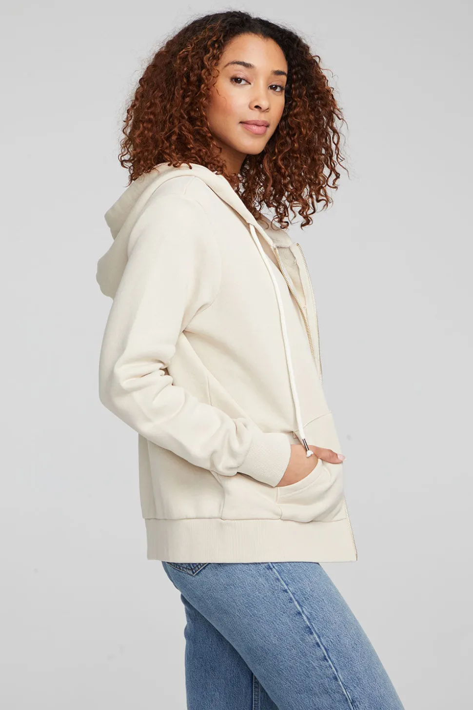 Chaser Brand Lex Oatmeal Zip Up Hoodie Sale