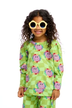 Chaser Brand Lime Checkered Daisy New