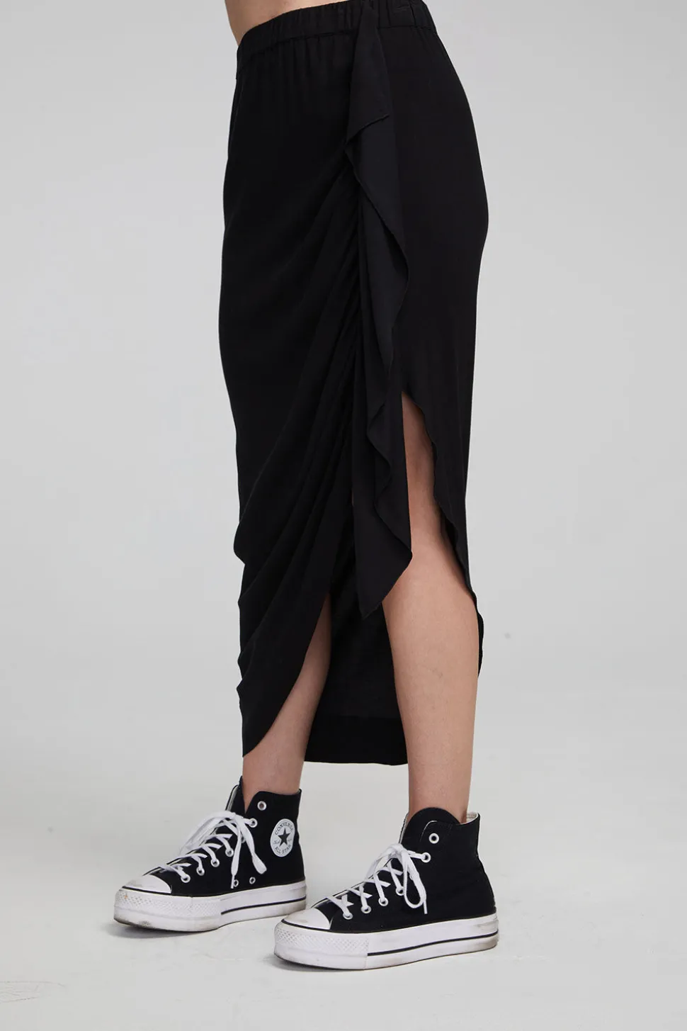 Chaser Brand Lindsay Shadow Black Midi Skirt Hot