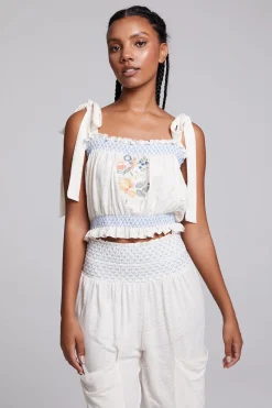 Chaser Brand Lirhetta Floral Bouquet Embroidery Crop Top Best
