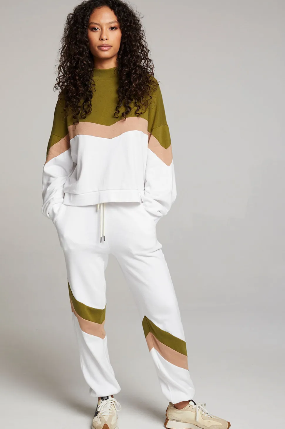 Chaser Brand Liz Sand Color Block Pullover Clearance