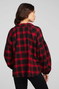 Chaser Brand Lola Sunset Plaid Blouse Cheap
