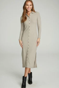 Chaser Brand Long Sleeve Button Down Collar Dress Store