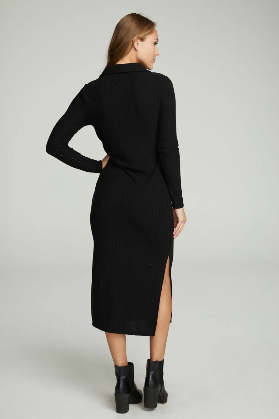 Chaser Brand Long Sleeve Button Down Collar Dress Discount