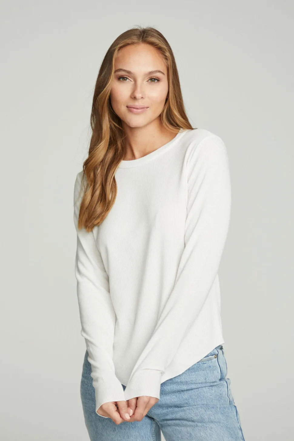 Chaser Brand Long Sleeve Crew Neck Shirttail Tee Shop