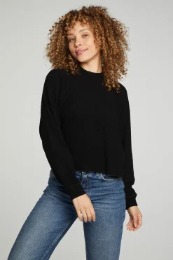 Chaser Brand Long Sleeve Cropped Mock Neck Raglan Tee Outlet