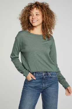 Chaser Brand Long Sleeve Cropped Tee Hot