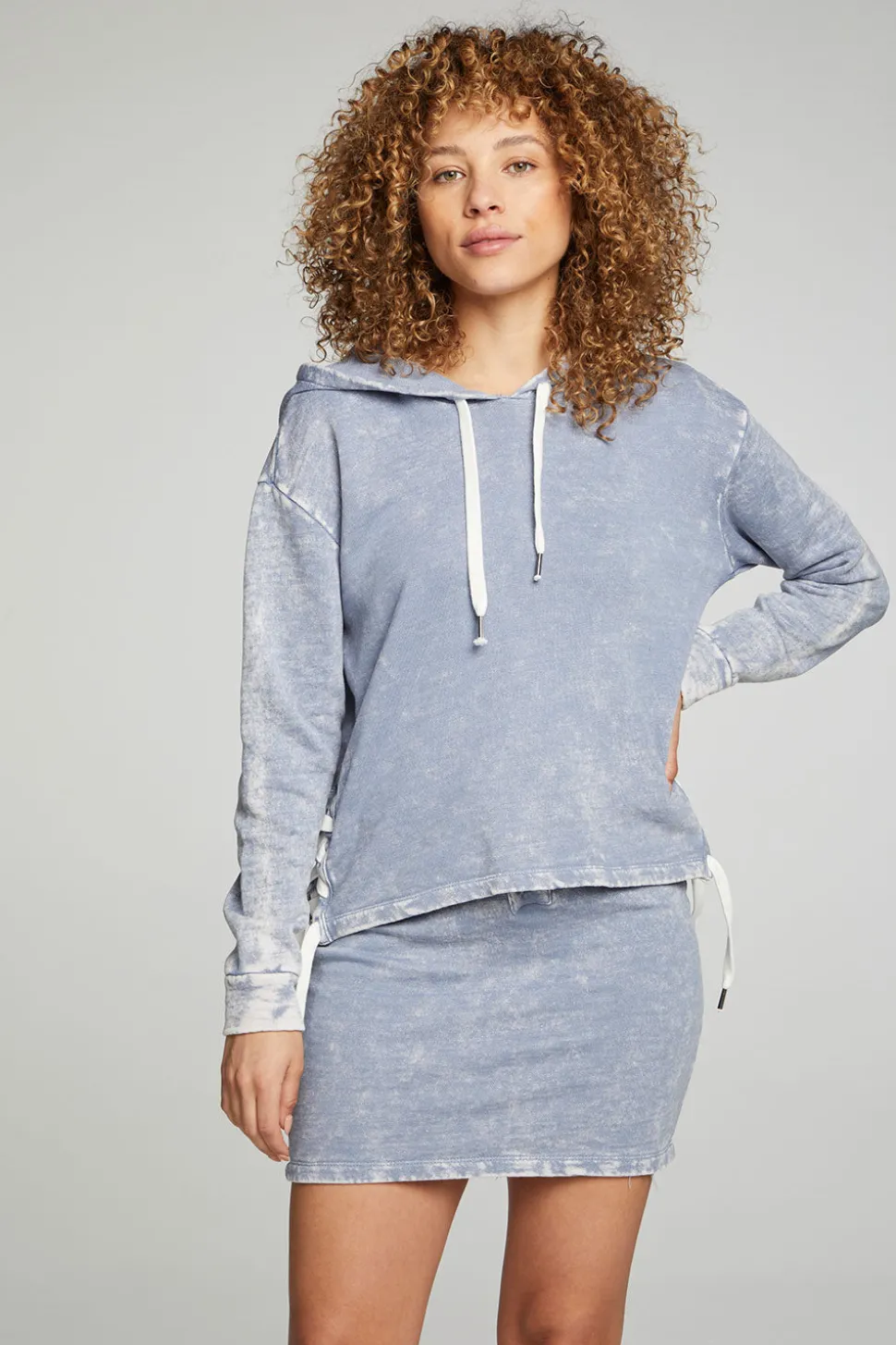 Chaser Brand Long Sleeve Hoodie With Lace Up Sides Discount