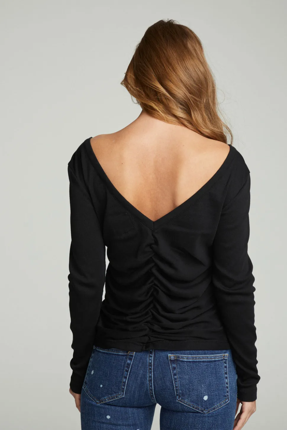 Chaser Brand Long Sleeve Shirred V-back Tee Sale