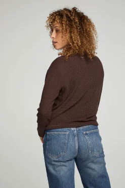 Chaser Brand Long Sleeve Snap Henley Drawstring Waist Tee New