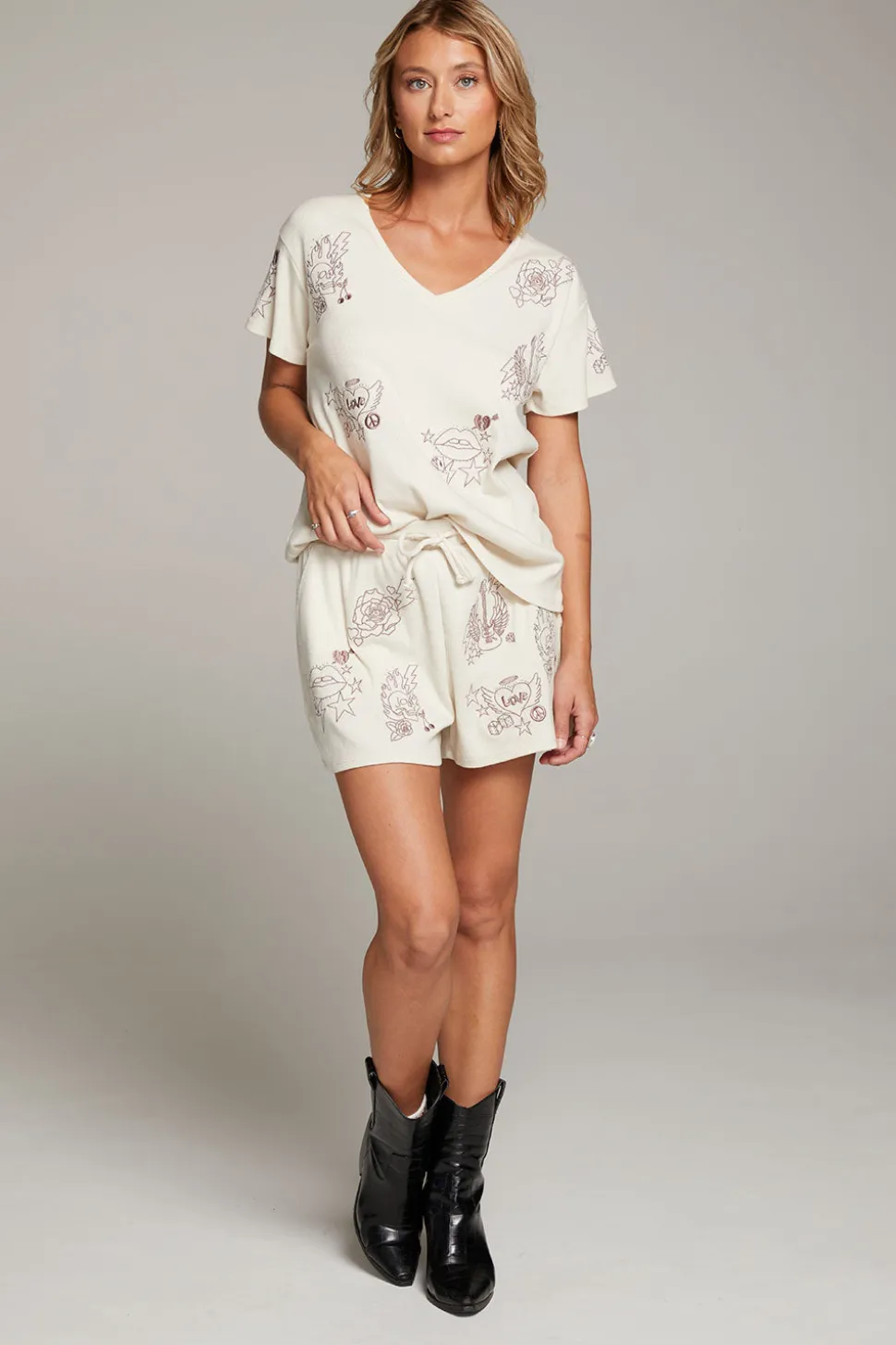 Chaser Brand Love Rock Embroidery Shorts Shop