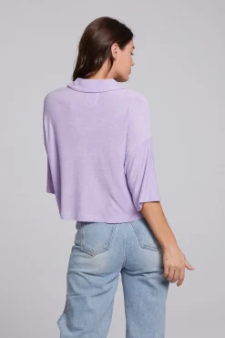 Chaser Brand Marine Crop Button Down - Digital Lavender Flash Sale