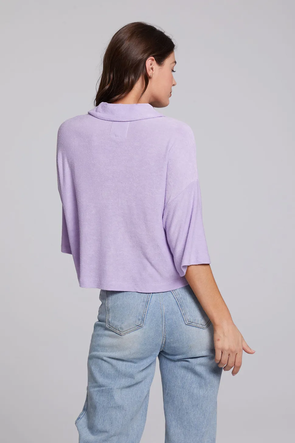 Chaser Brand Marine Crop Button Down - Digital Lavender Flash Sale