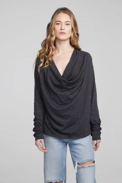 Chaser Brand Mela Shadow Black Long Sleeve Cheap