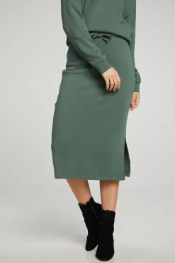 Chaser Brand Midi Drawstring Skirt With Side Slit Best Sale