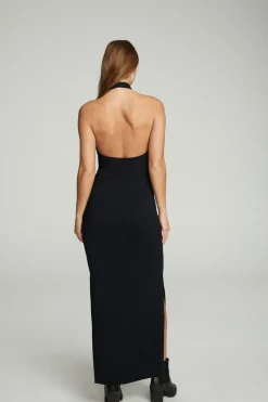 Chaser Brand Mock Neck Open Back Maxi Dress With Side Slit Fashion