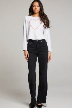 Chaser Brand Outline Heart Long Sleeve Fashion