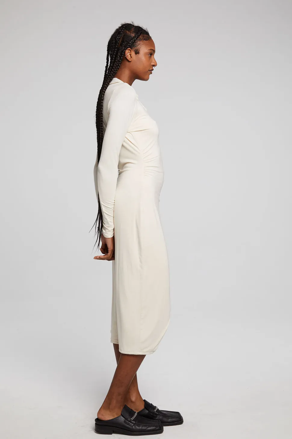 Chaser Brand Palmm Whitecap Grey Midi Dress Flash Sale