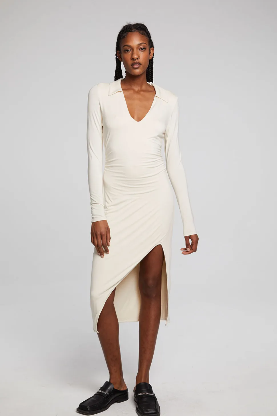 Chaser Brand Palmm Whitecap Grey Midi Dress Flash Sale