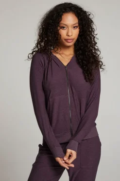 Chaser Brand Plum Perfect Long Sleeve Raglan Zip Up Hoodie Store