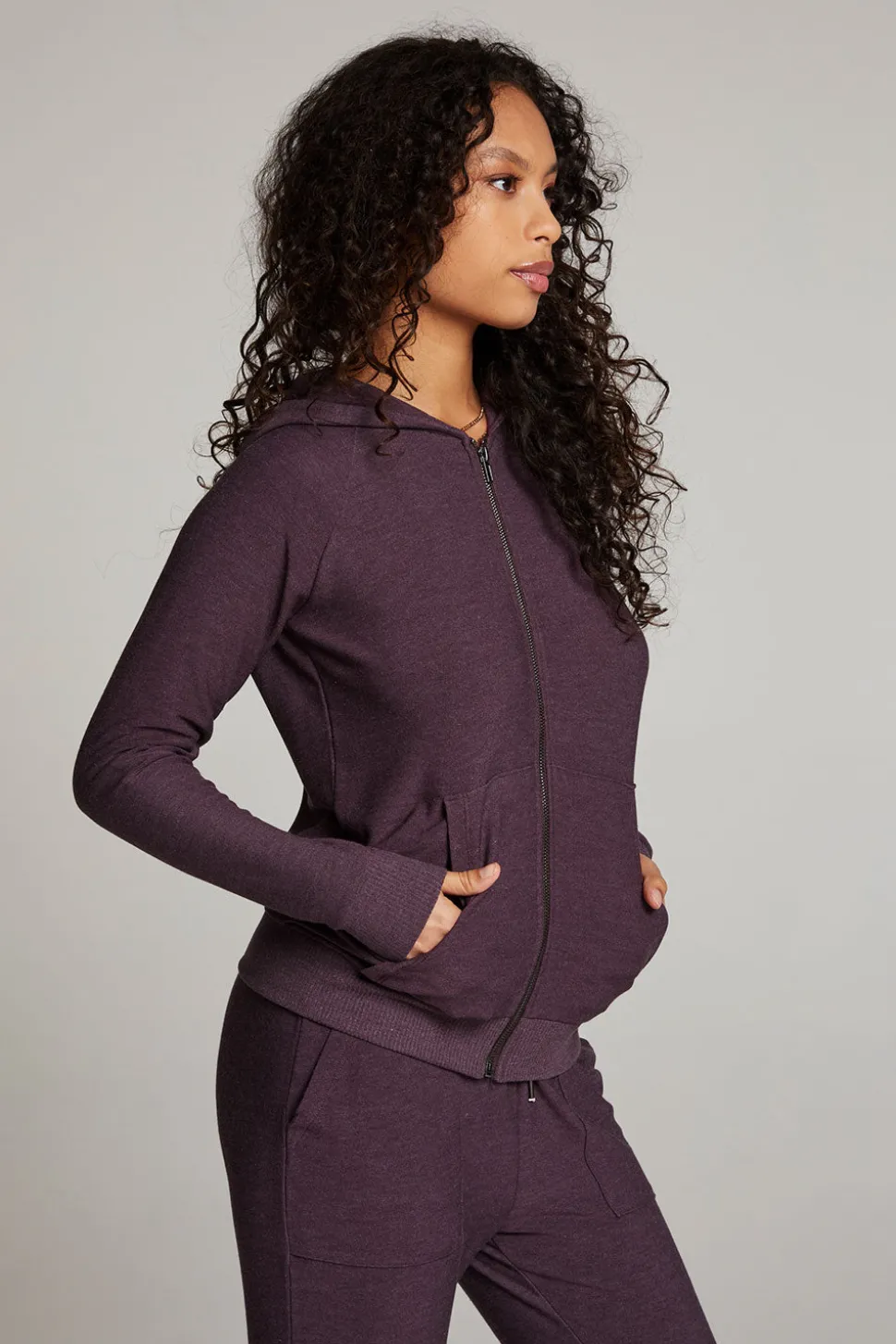 Chaser Brand Plum Perfect Long Sleeve Raglan Zip Up Hoodie Store