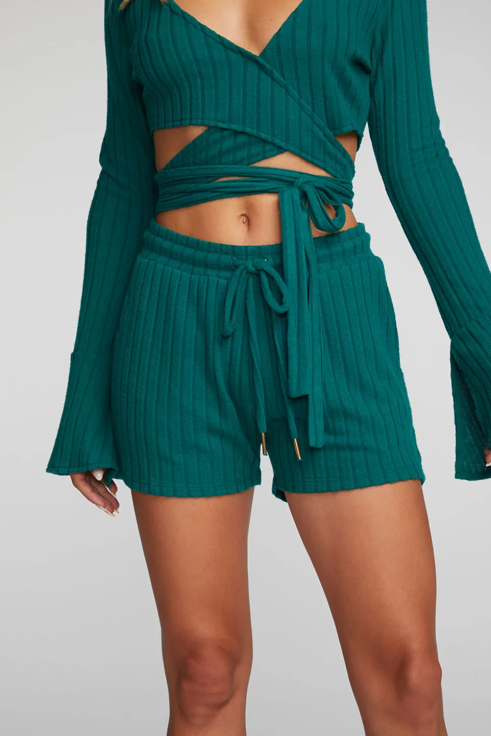 Chaser Brand Poor Boy Rib Shorts With Shoestring Tie Fashion