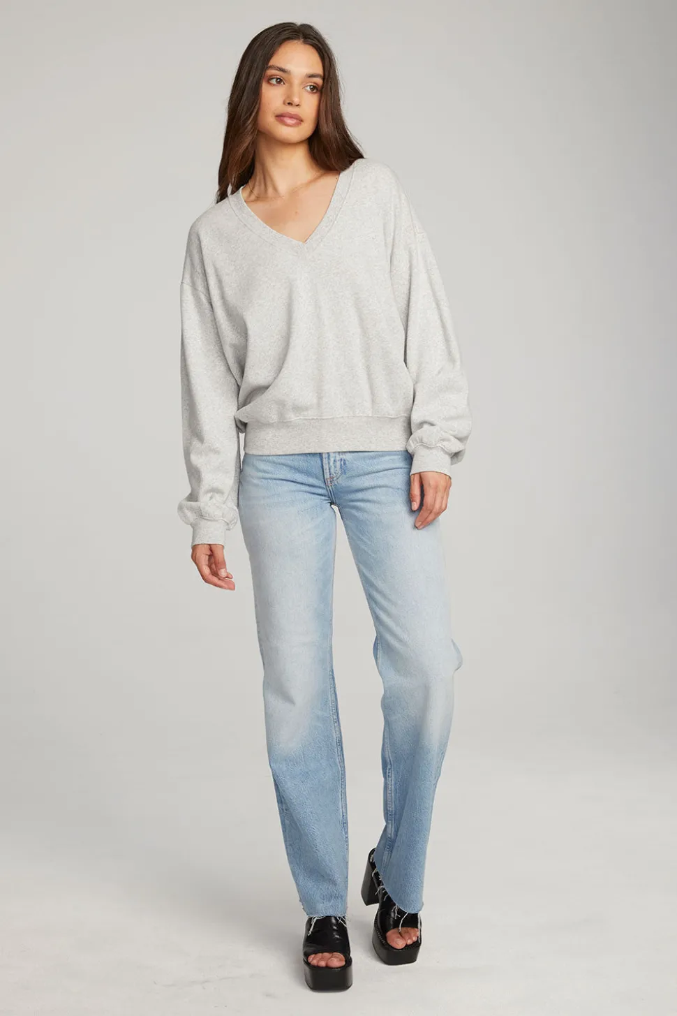 Chaser Brand Poppy Heather Grey Pullover Best
