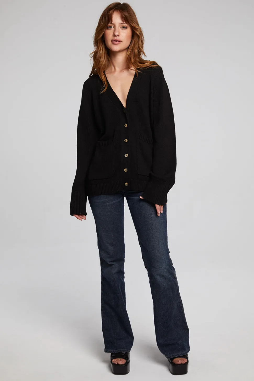 Chaser Brand Presley Licorice Cardigan Outlet