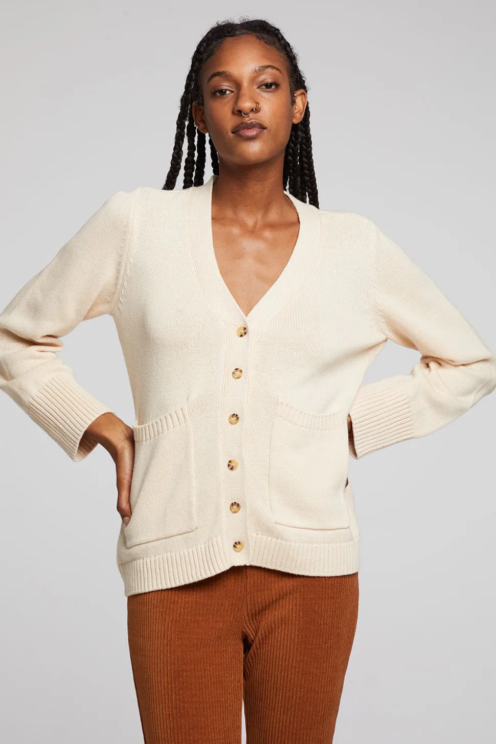 Chaser Brand Presley Whitecap Grey Cardigan Sale
