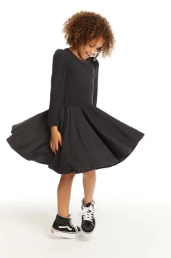Chaser Brand Puff Black Licorice Long Sleeve Dress With Twirl Skirt Shop