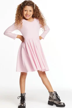 Chaser Brand Puff Girls Long Sleeve Ribbon Dress With Twirl Skirt Clearance