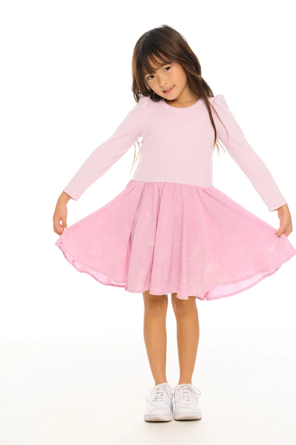 Chaser Brand Puff Long Sleeve Dress With Twirl Skirt Cheap