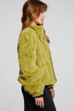 Chaser Brand Puff Sleeve Green Olive Jacket Flash Sale