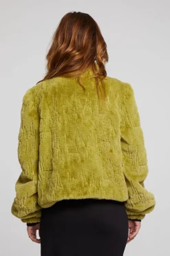 Chaser Brand Puff Sleeve Green Olive Jacket Flash Sale