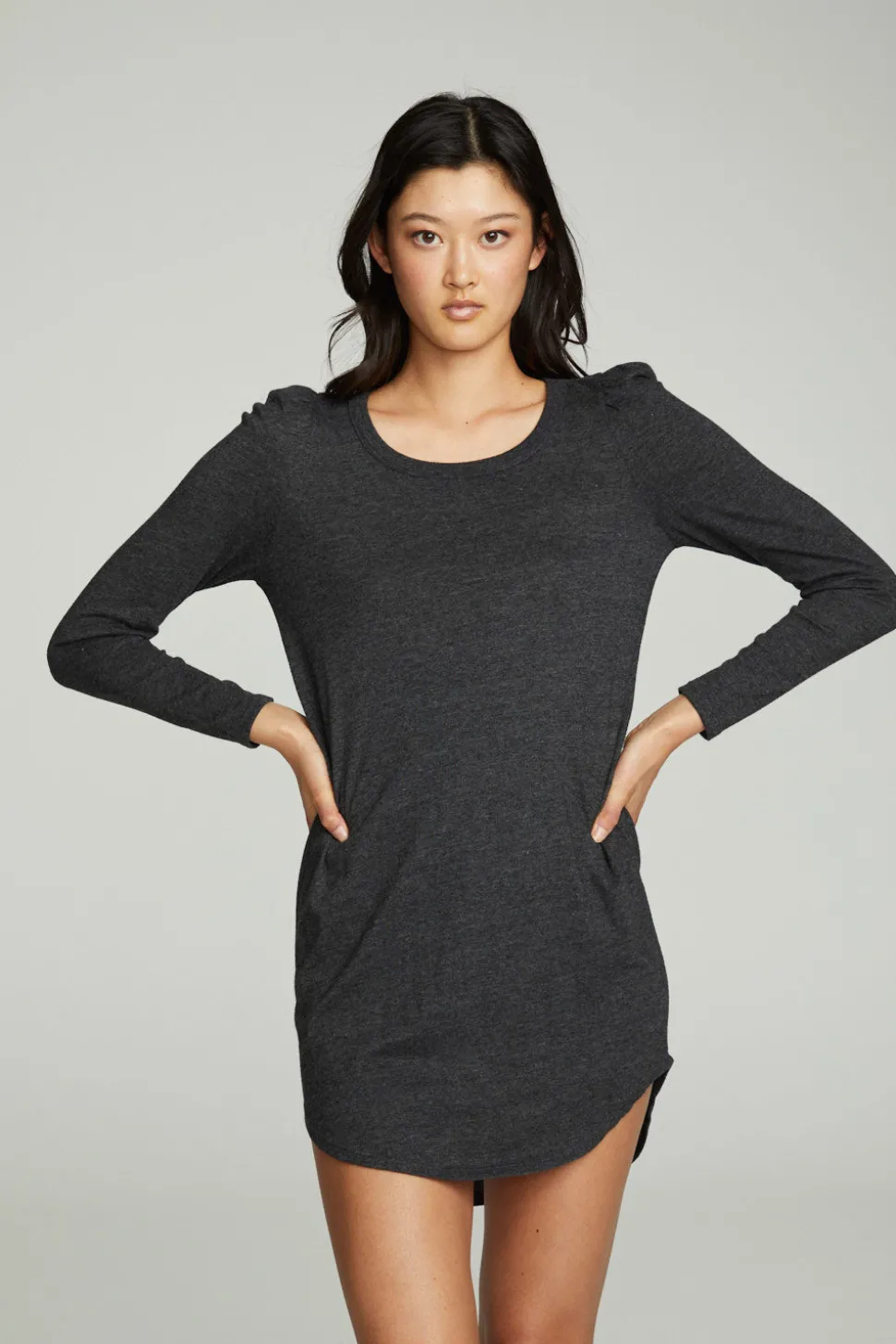 Chaser Brand Puff Sleeve Shirttail Hi Lo Dress Online