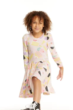 Chaser Brand Puff Sweet Treats Long Sleeve Dress With Twirl Skirt Flash Sale