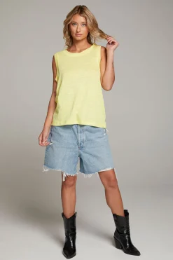 Chaser Brand Raw Edge Lemon Muscle Tank Hot