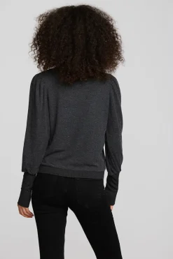Chaser Brand Recycled Bliss Knit Crewneck Pullover With Rib And Puff Sleeve Cheap