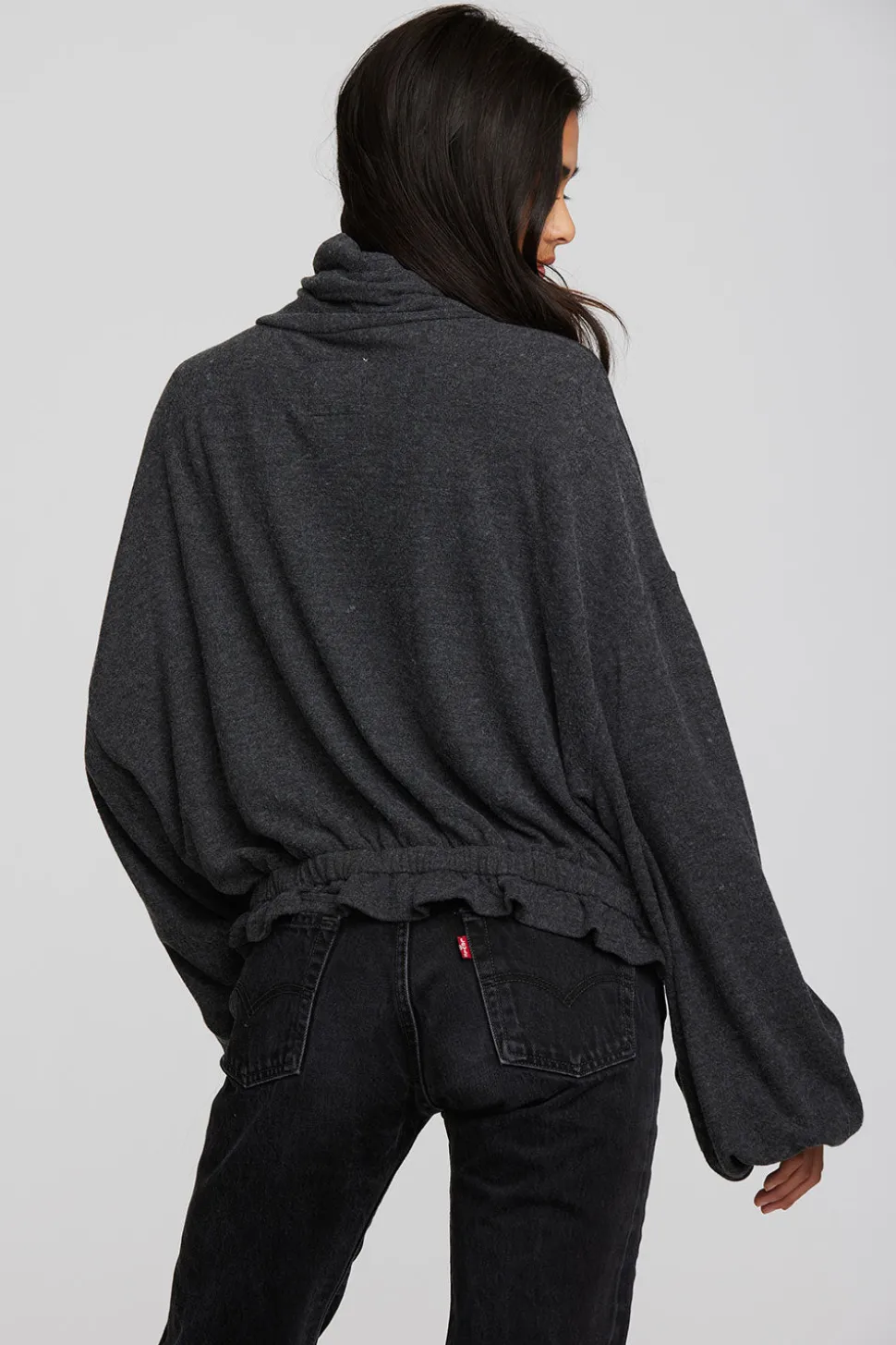 Chaser Brand Recycled Bliss Knit Cropped Pullover With Elastic Waist & Sleeve Outlet