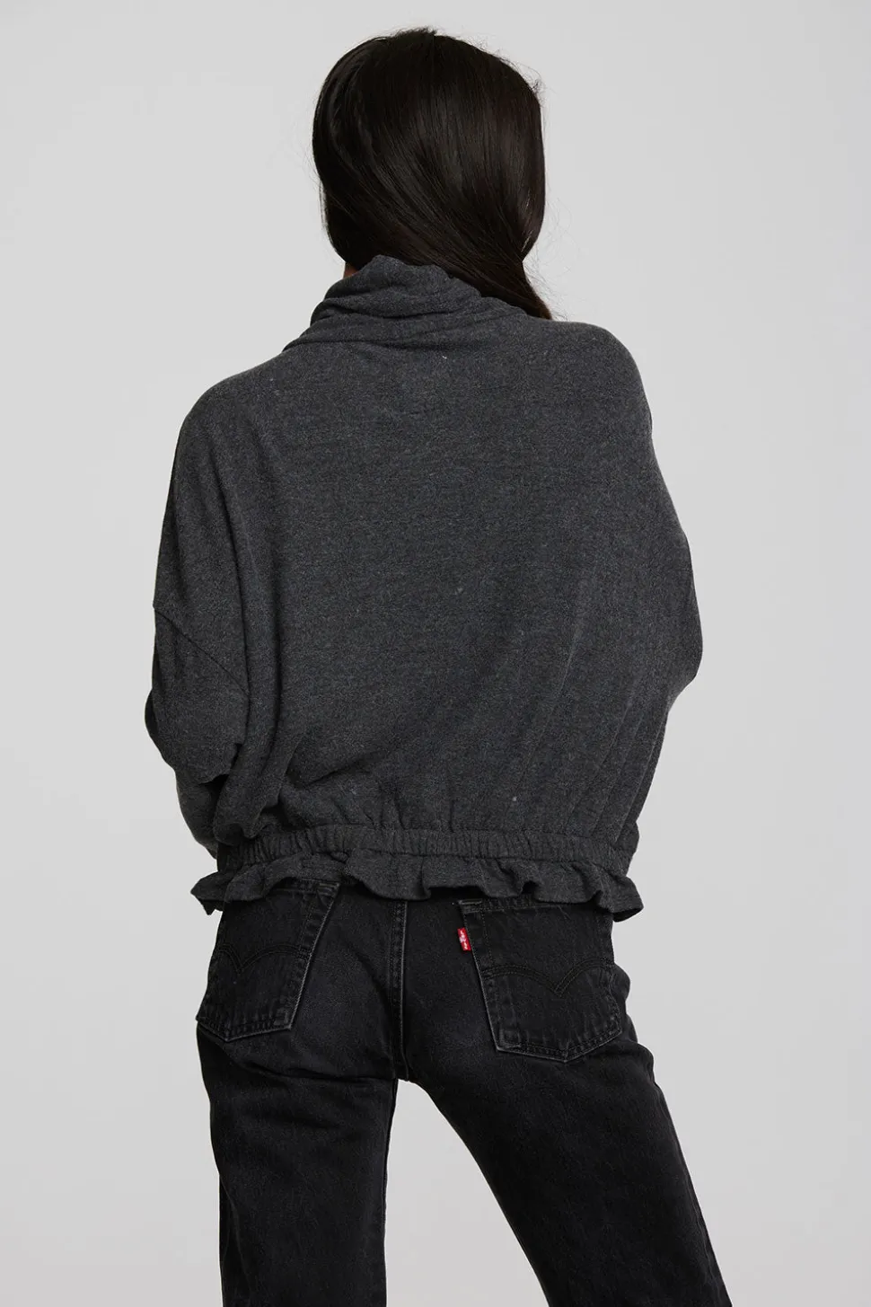 Chaser Brand Recycled Bliss Knit Cropped Pullover With Elastic Waist & Sleeve Outlet