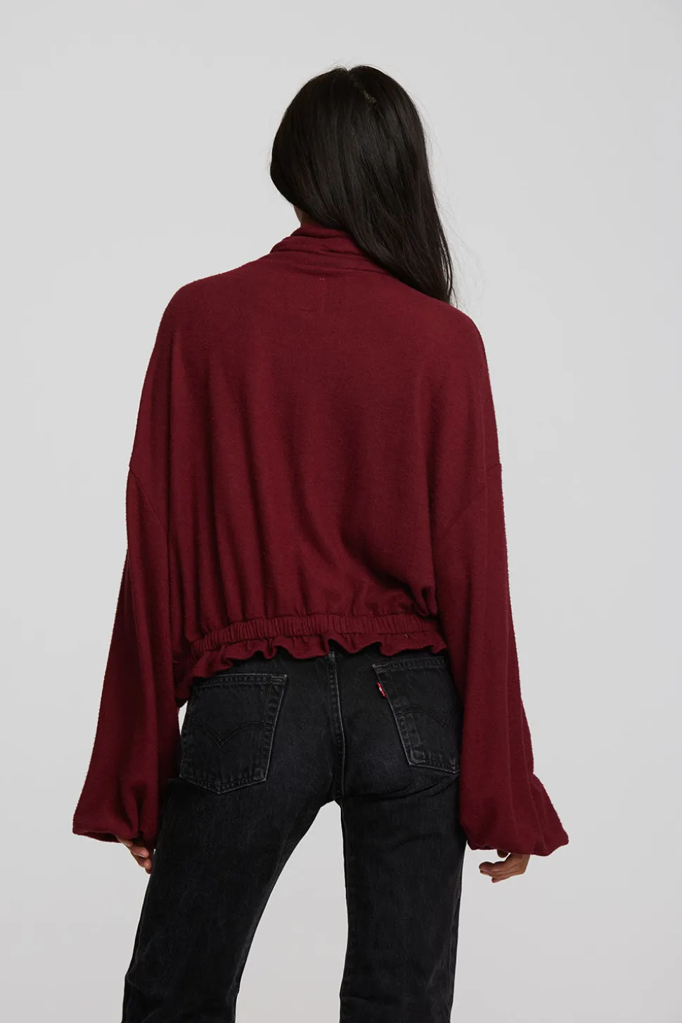 Chaser Brand Recycled Bliss Knit Cropped Pullover With Elastic Waist & Sleeve Cheap