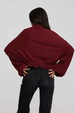 Chaser Brand Recycled Bliss Knit Cropped Pullover With Elastic Waist & Sleeve Cheap