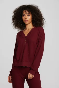 Chaser Brand Recycled Bliss Knit Long Sleeve Henley With Rib Sale