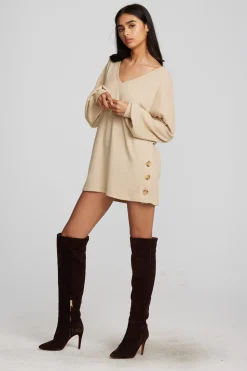 Chaser Brand Recycled Bliss Knit V-neck Tunic With Button Side Seam Sale
